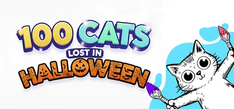 100 Cats Lost in Halloween Find & Color